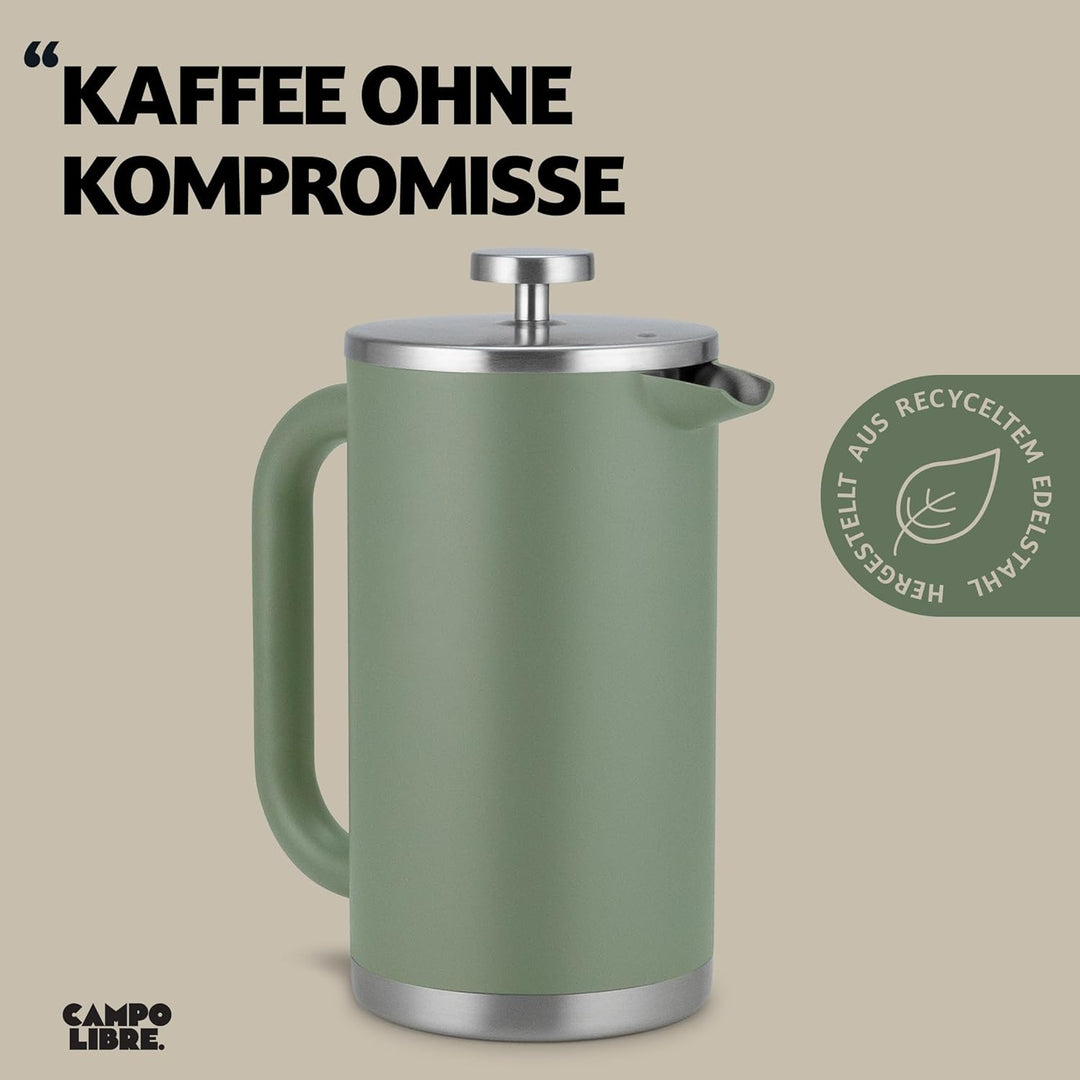 Campo Libre. Giorgio. French Press I Kaffeebereiter aus doppelwandigem Edelstahl 0,6l I plastikfreie