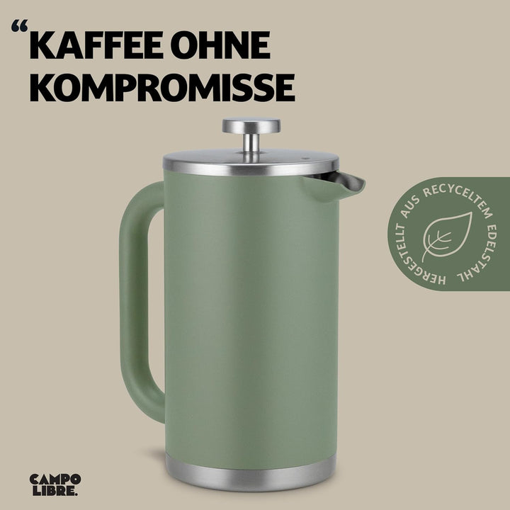 Campo Libre. Giorgio. French Press I Kaffeebereiter aus doppelwandigem Edelstahl 0,6l I plastikfreie