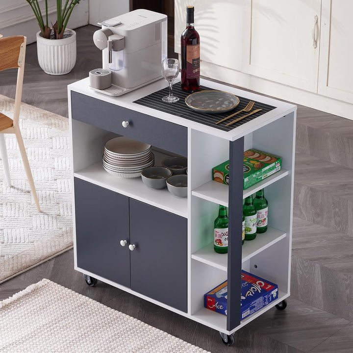 Bonnlo Küchenwagen mit Rollen, Kühceninsel, Servierwagen mit Schublade, Küchenschrank Arbeitsplatte