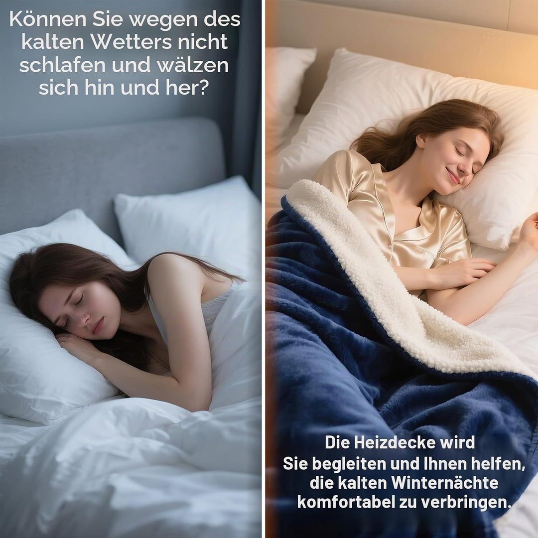 Heizdecke mit Abschaltautomatik 180x130cm Wärmedecke Heizdecke 9 Wärmestufen Bis zu 10 Stunden Auto-