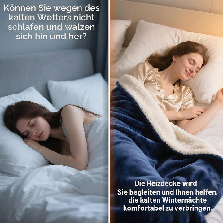 Heizdecke mit Abschaltautomatik 180x130cm Wärmedecke Heizdecke 9 Wärmestufen Bis zu 10 Stunden Auto-