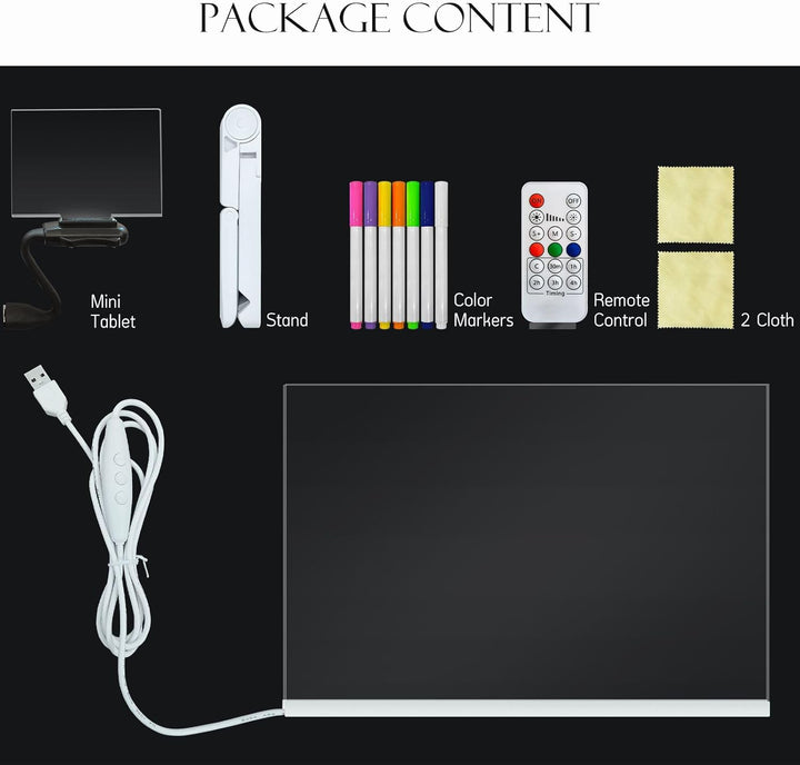 30X20 CM Acryl Dry Erase Board mit Stand 7 Farben ändern 7 Marker Fernbedienung LED-Zeichen Light Up