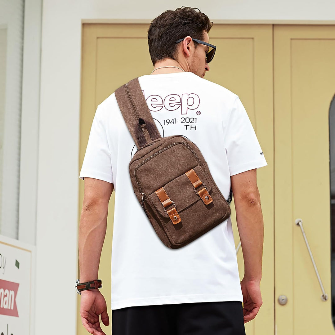Herren Rucksack Damen Klein Tagesrucksäcke Mode Brusttasche Sling Bag Leinwand Schultertaschen Kurie
