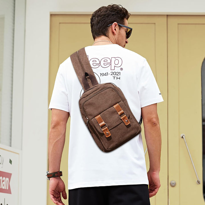Herren Rucksack Damen Klein Tagesrucksäcke Mode Brusttasche Sling Bag Leinwand Schultertaschen Kurie