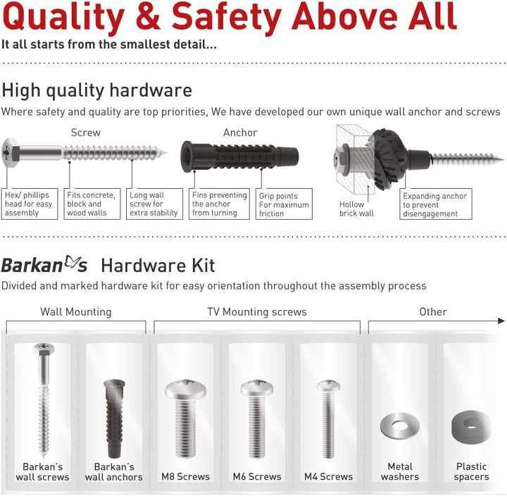 Barkan Universal Soundbar Halterung, für die Montage über oder unter TV, für 13 - 80 Zoll TV, für di