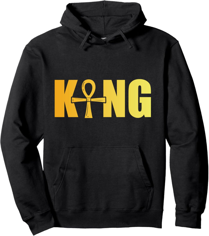 King Husband Man Egyptian Ankh Kemetic Funny Black Father Pullover Hoodie