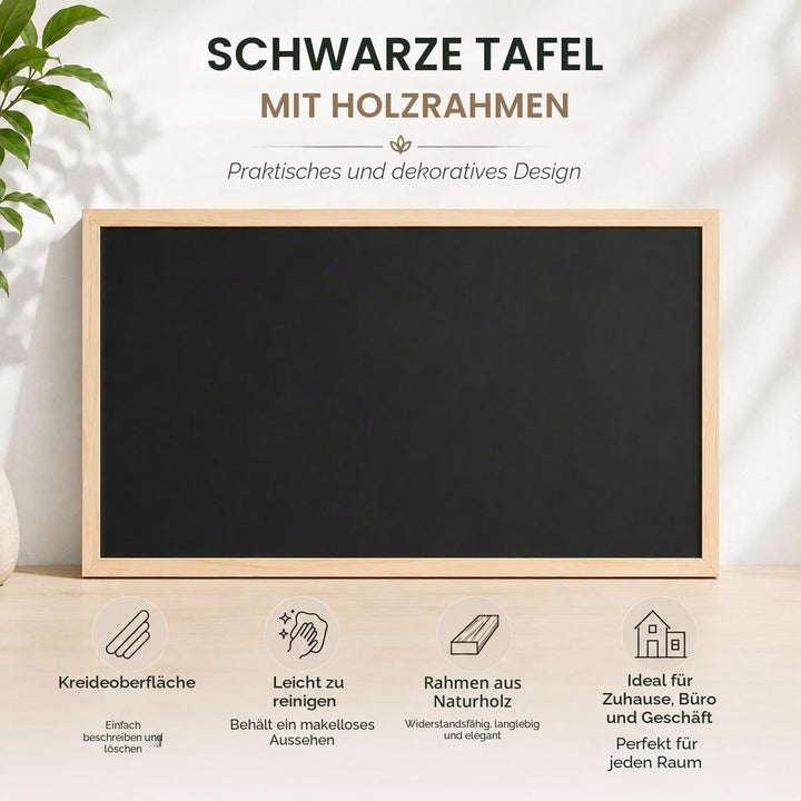 40x60cm Blackboard mit Holzrahmen, Kreidetafel Löschbar, Schwarze Tafel Zur Verwendung mit Tiza und