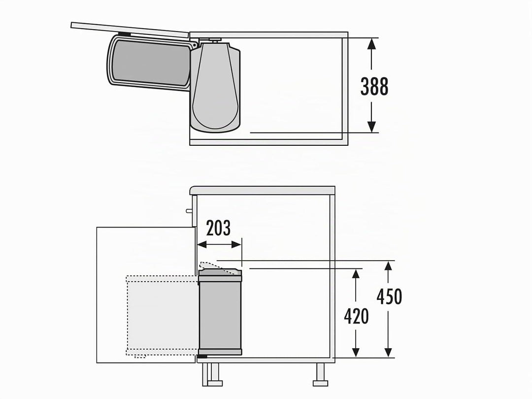 Hailo 3418001 Abfallsammler MF Swing 45.1/18 w für Schränke ab 450 mm Breite mit