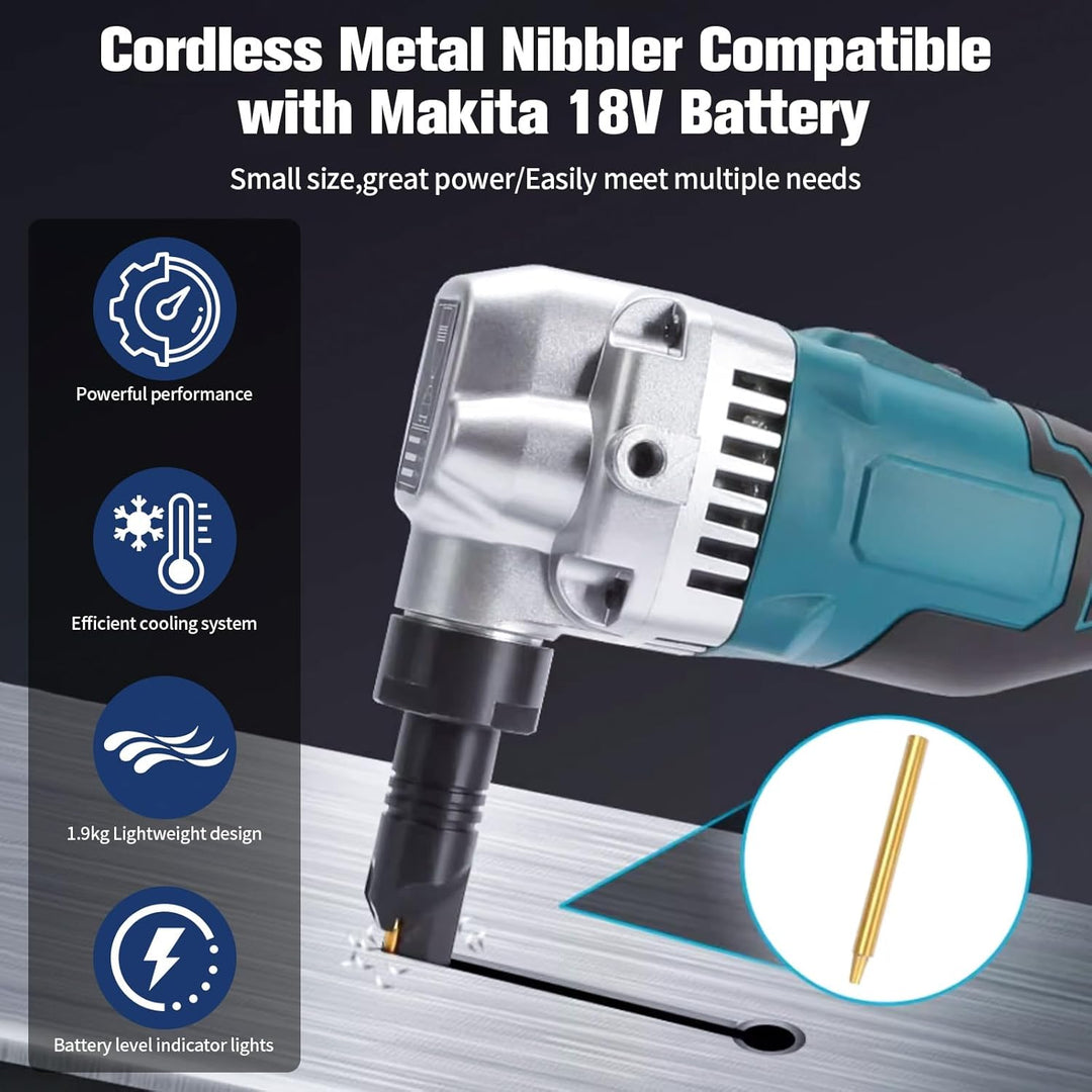 Blechknabber Kompatibel mit Makita 18V – Kabellose Blechnibbler mit 360° Drehbarem Knabberkopf und E