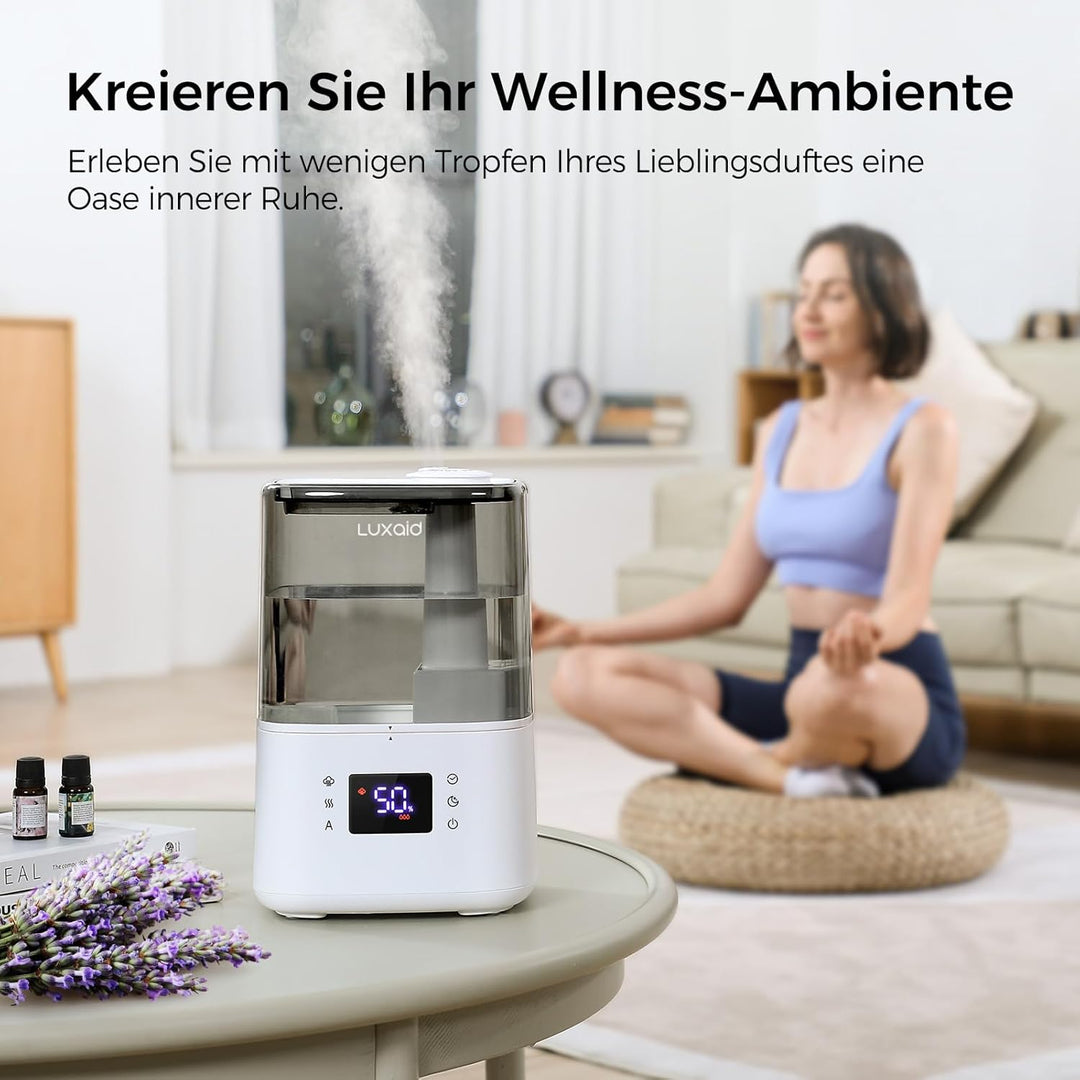 4,5L Luxaid Warm- und Kaltnebel Luftbefeuchter Schlafzimmer Grosse Räume mit Fernbedienung & Hygrost