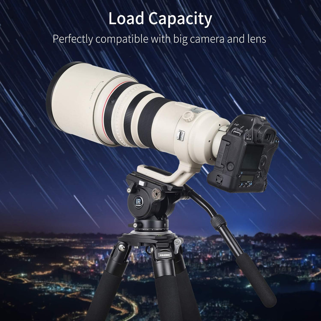Fluidkopf, INNOREL H90, Videokamera Stativ Fluid Drag Pan Kopf für für DSLR-Kameras, Camcorder, Tele