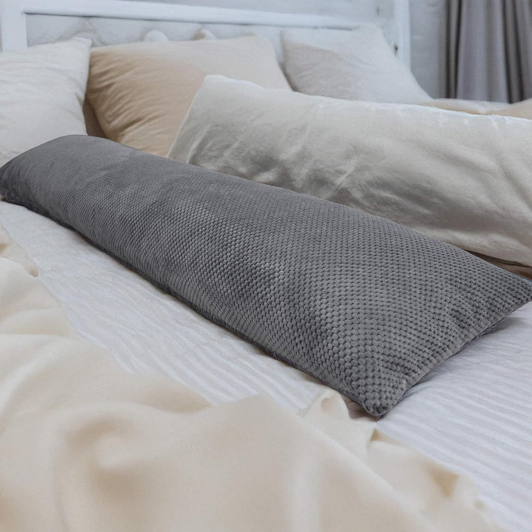 Traumreiter Seitenschläferkissen mit Bezug Grau Deluxe, orthopädisches Memory Foam Kissen Visco für