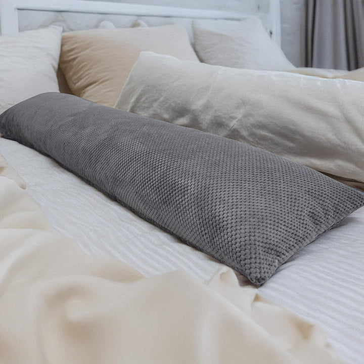 Traumreiter Seitenschläferkissen mit Bezug Grau Deluxe, orthopädisches Memory Foam Kissen Visco für