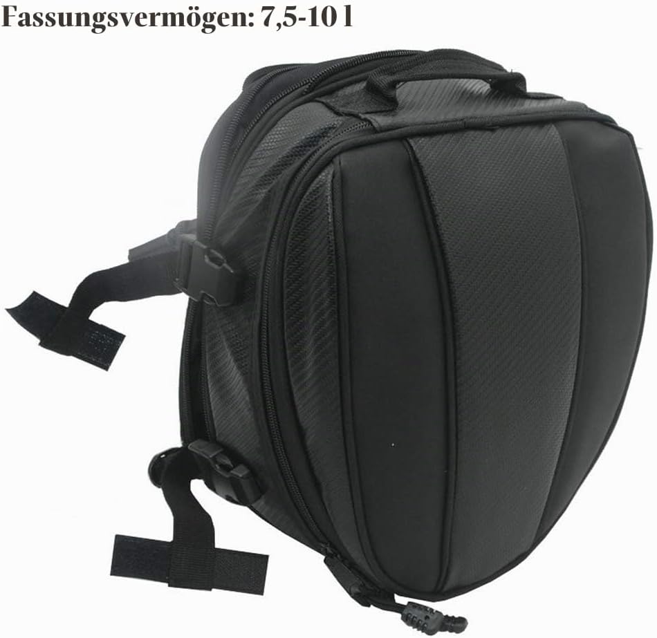 Motorrad Rücksitz Tail Pack Tasche Wasserdicht Leder Erweiterbar Gepäcktasche PU 7.5-10L Kapazität f