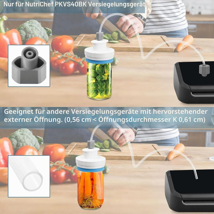 Verbessertes Einmachglas-Versiegelungs-Set, Versiegelungs-Set mit Schläuchen, kompatibel mit FoodSav