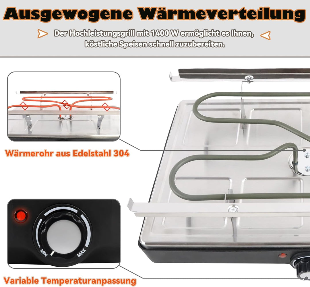 Froadp Raclette Grill mit Naturgrillstein und Grillplatte Antihaftbeschichtung Tischgrill Elektrisch