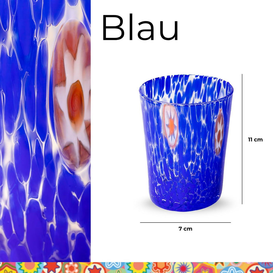 Gocce di Murano Set mit 6 Regenbogen-Gläsern, aus mundgeblasenem Muranoglas, 240 ml, handgefertigt,