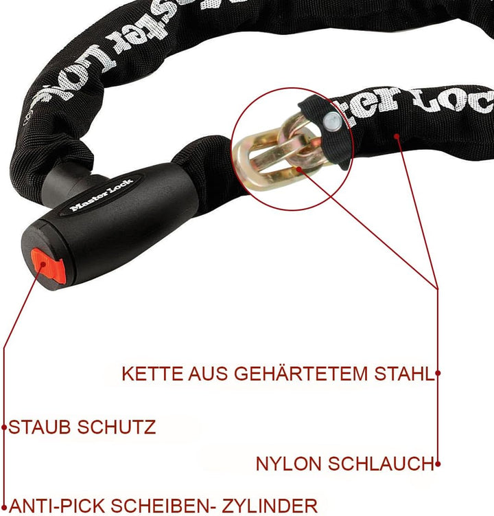 Master Lock 8291EURDPS Kettenschloss Motorrad [Schlüssel] [1 m Kette] - Motorcycle Chain Lock [Key]