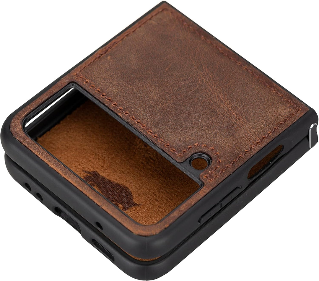 Solo Pelle Lederhülle für das Samsung Galaxy Z Flip4 Flip 4 Hülle aus echtem Leder, Model: Stanford