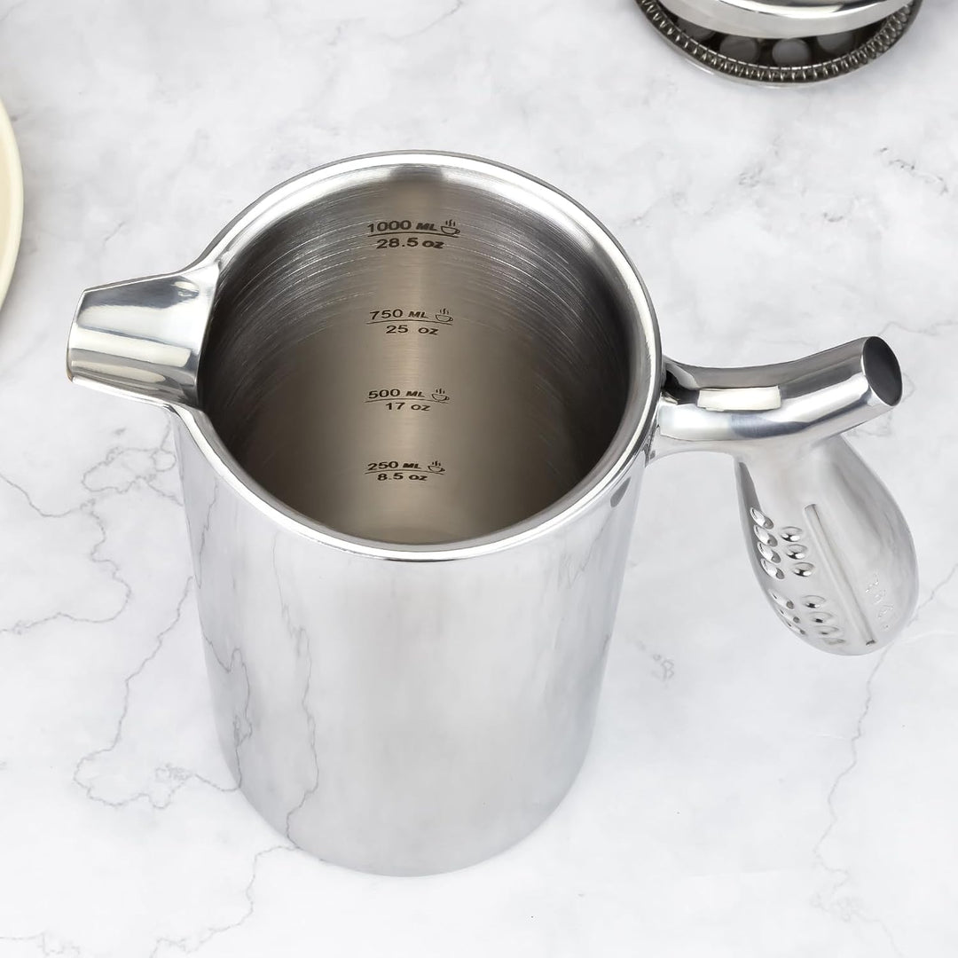 NOAH French Press doppelwandig mit ergonomischem Griff I Edelstahl Kaffeebereiter I French Press für