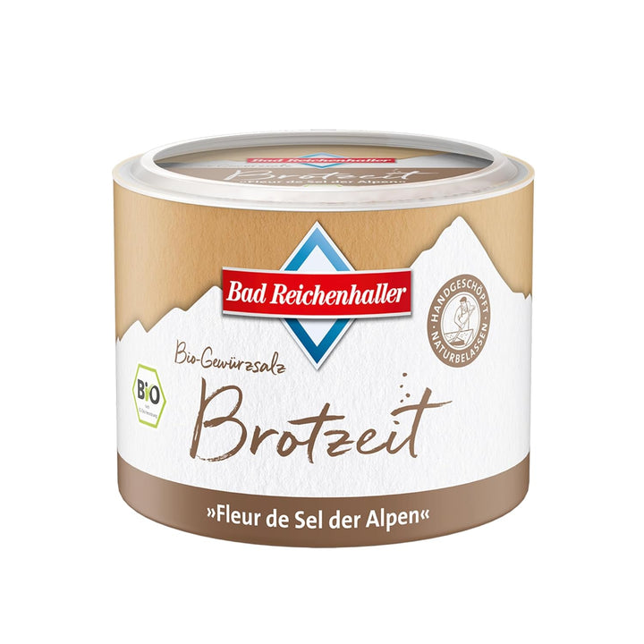 Bad Reichenhaller Fleur de Sel der Alpen Brotzeit 4x100g | Premium Salz Gewürzischung mit Bio-Gewürz
