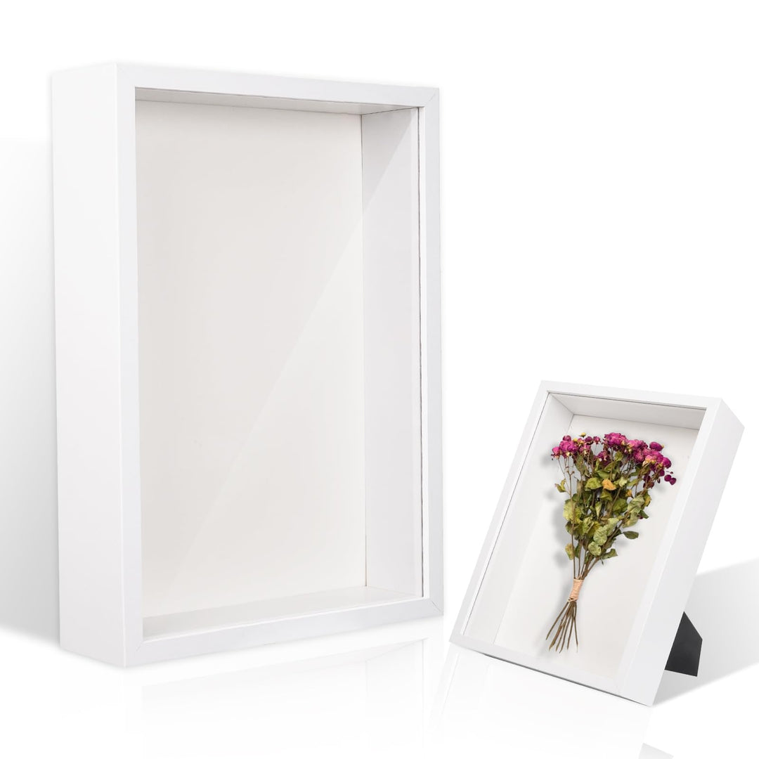 ALULU 3D Bilderrahmen zum Befüllen Tiefer 5cm, Holz-Schattenbox 31x22,5 cm, Objektrahmen für Wand &