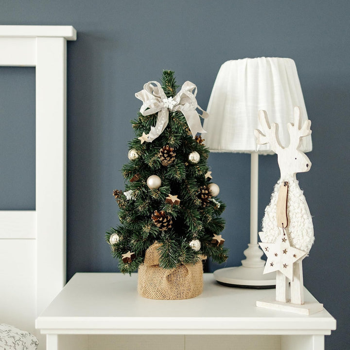 Creative Home Kleiner Weihnachtsbaum Champagner Geschmückt | Höhe 40 cm | Künstlicher Tannenbaum Min