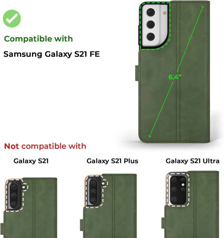 Snakehive Galaxy S21 FE 5G Hülle Leder | Stylische Handyhülle mit Kartenhalter & Standfuss | Handyhü