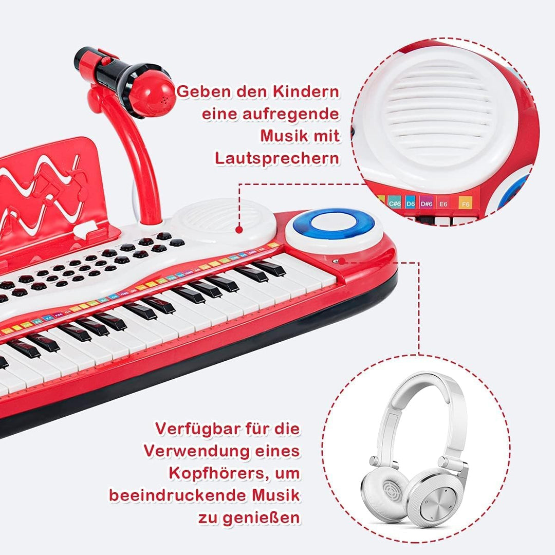COSTWAY 37 Tasten Klaviertastatur mit Licht, Kinder Keyboard mit Ständer, Klavier Spielzeug elektron