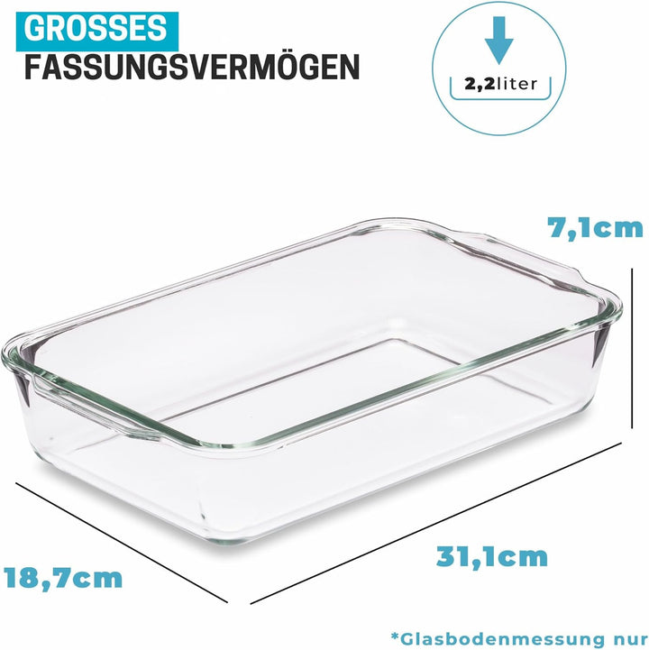Igluu Meal Prep Lasagne-Auflaufform mit BPA-freiem Schnappverschluss-Deckel 2,2 Liter (2-teilig) – r