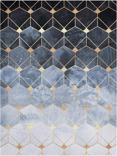 Leinwandbild Blaue Geometrie goldenes Art Deco Bild auf Leinwand 40x30 cm 40cm x 30cm, 40cm x 30cm