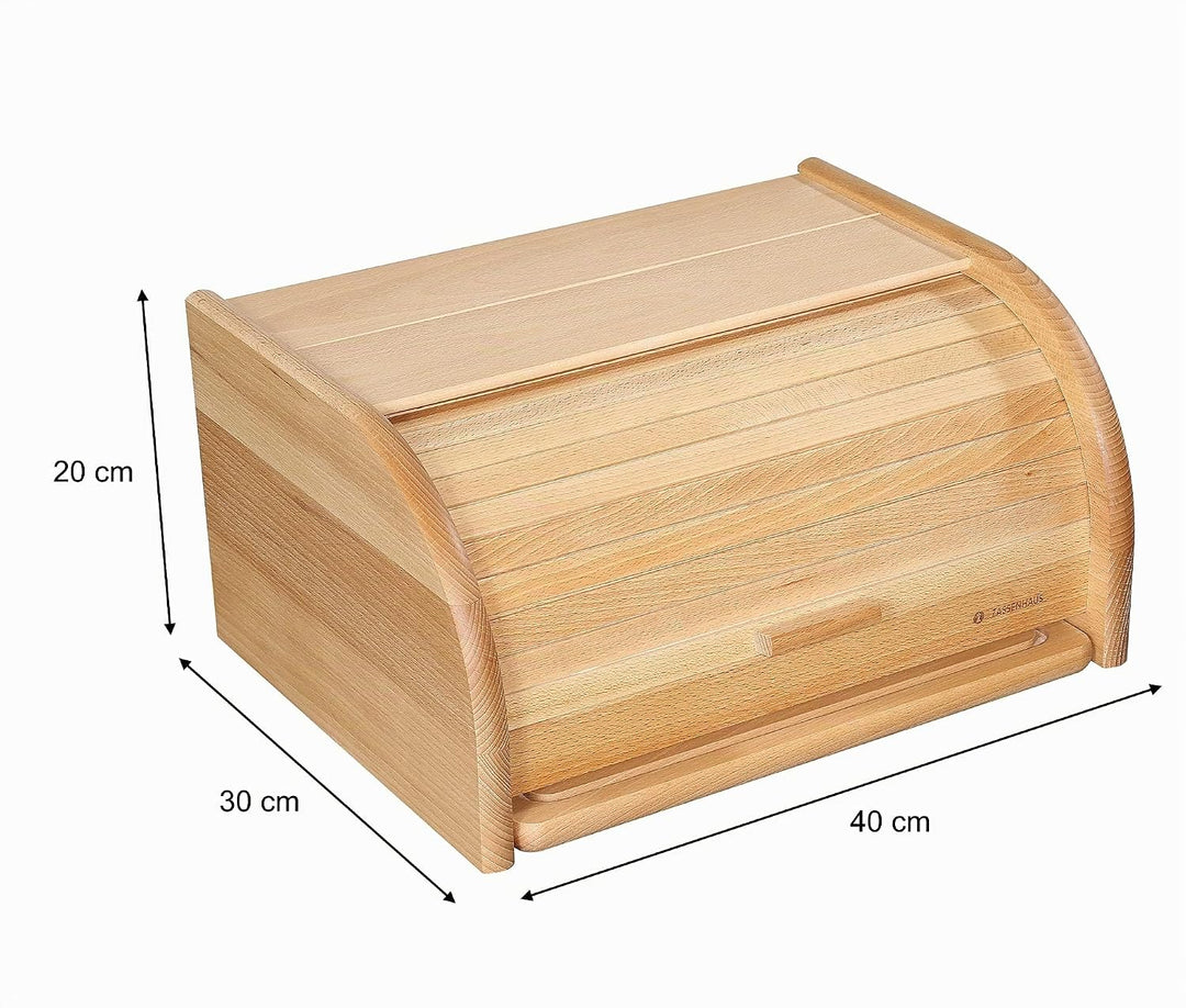 Zassenhaus Brotkasten Country, Brotkorb mit Rolldeckel und Schneidbrett, Buche 40 x 30 x 20 cm