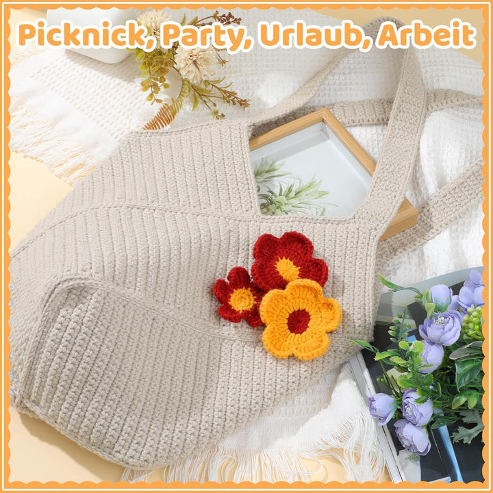 Deudy Pnytty Häkeltaschen-Set für Anfänger, komplettes Starter-Set mit Garn, Haken und Schritt-für-S