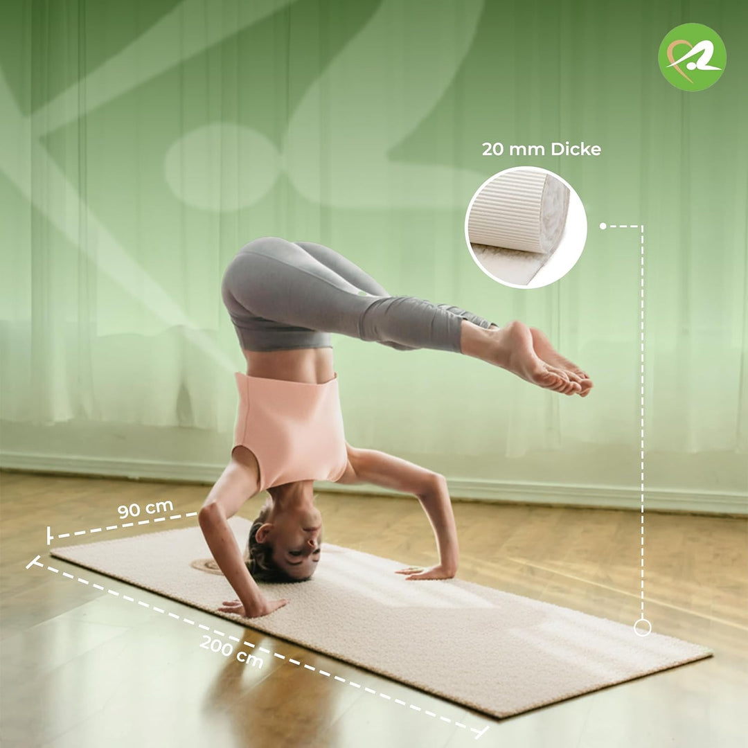 Yogamatte Professionell 20mm, 90x200 cm, natur