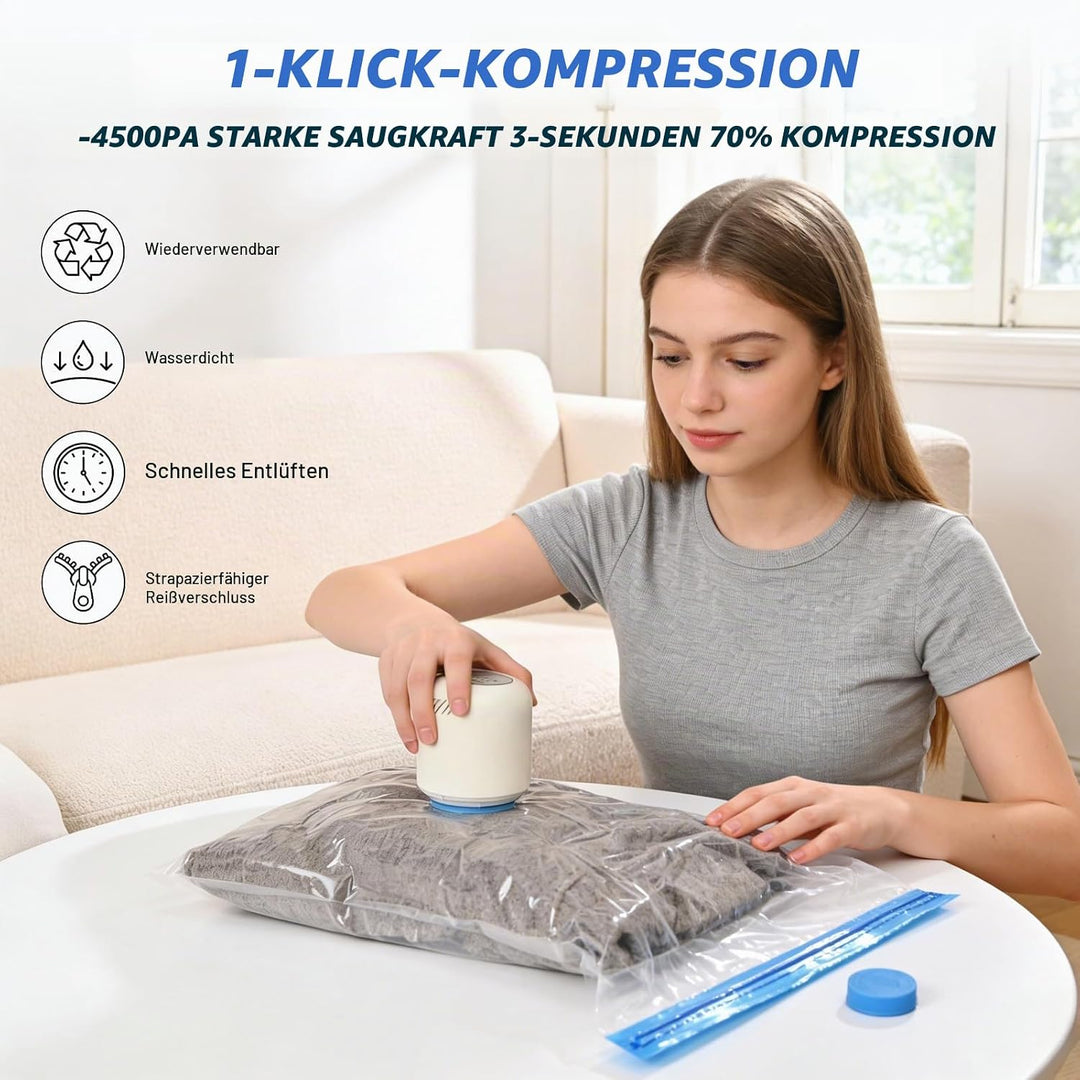 Vakuumbeutel für Kleidung, Speziell für Reisen und Kofferorganisation, Verschiedene Grössen 15 Stück