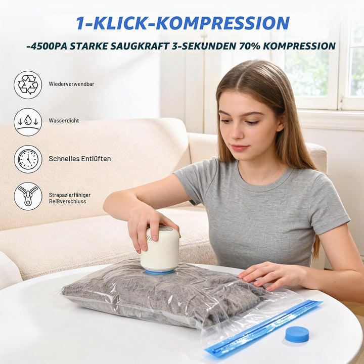 Vakuumbeutel für Kleidung, Speziell für Reisen und Kofferorganisation, Verschiedene Grössen 15 Stück