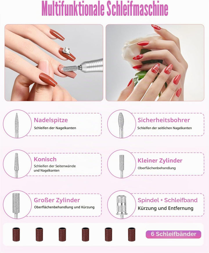 Nagelfräser,Elektrische Nagelfeile 45000 U/min,Fräser Nägel mit LED Display und Pause Funktion,USB A