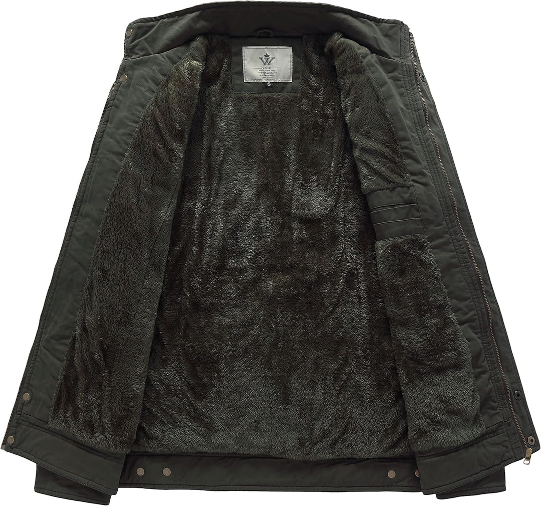 WenVen Herren Klassisch übergangsjacke Winter Warme Jacke Lässige Outdoor Winddichter Mäntel Verdick