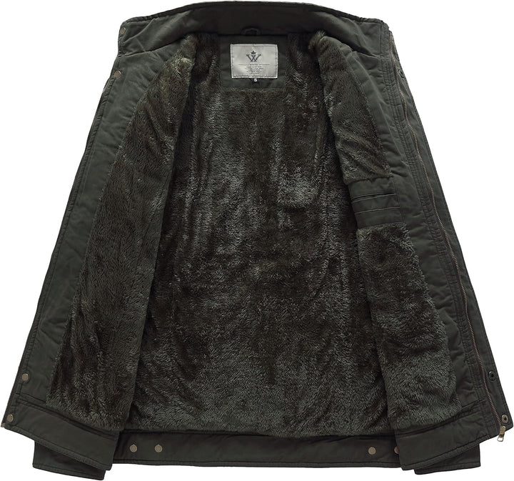 WenVen Herren Klassisch übergangsjacke Winter Warme Jacke Lässige Outdoor Winddichter Mäntel Verdick