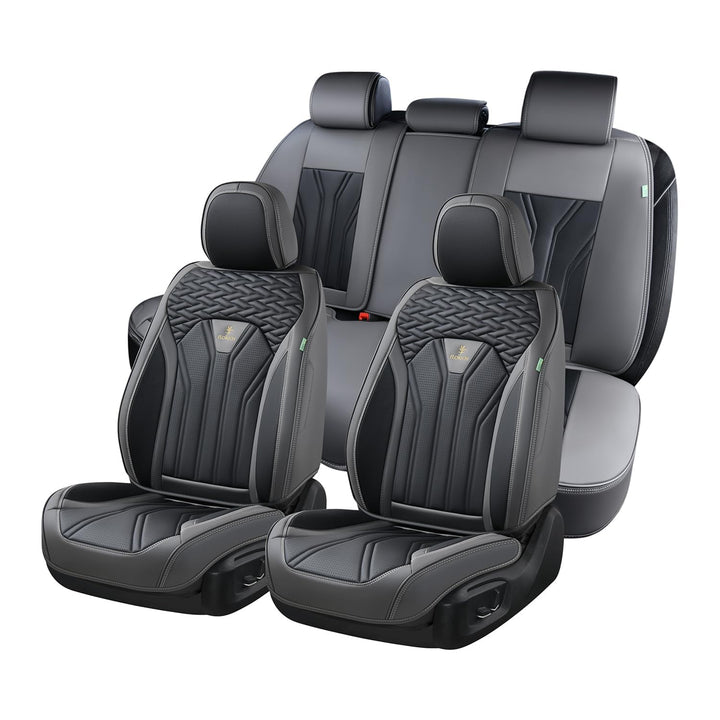 FLORICH Autositzbezüge Leder, Vorder- und Rücksitzbezüge, 5 Stück, komplettes Set, universell passen