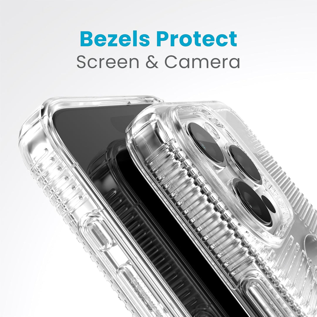 Speck Transparente Schutzhülle für iPhone 15 Pro Max – Schlank, gebaut für MagSafe, Fallschutzgriff