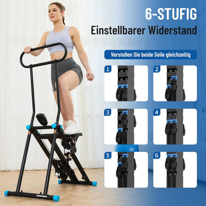 HXD-ERGO Vertikale Klettermaschine, Kreuztrainer mit LCD-Display, Steppers Faltbare Tragbares Pedal,