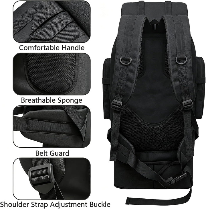80L Camping-Wanderrucksack, 80 Liter Grosser Survival-Jagdrucksack Herren, wasserdichter taktischer
