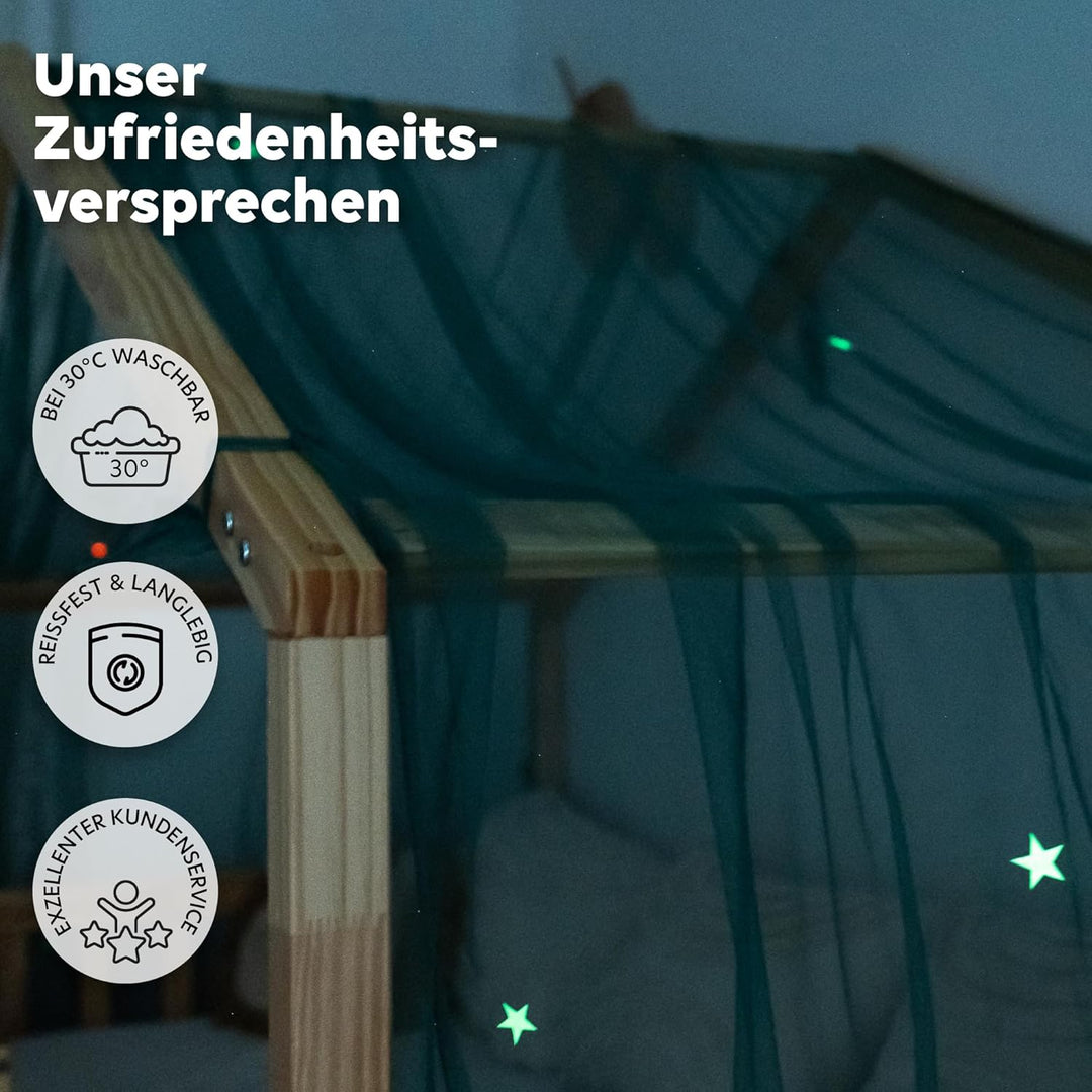 Hausbett Himmel mit leuchtenden Sternen - Betthimmel Hausbett Deko - Geschenk Mädchen & Jungen - Him