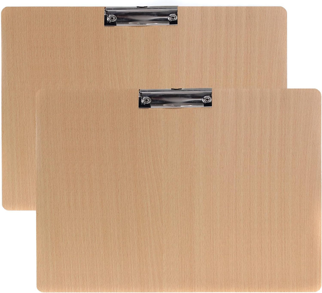 2er Klemmbrett A3 Quer aus Hartholz extra dick 4mm, mit Aufhängeose, Gummierter Metalklemme, Skizzen