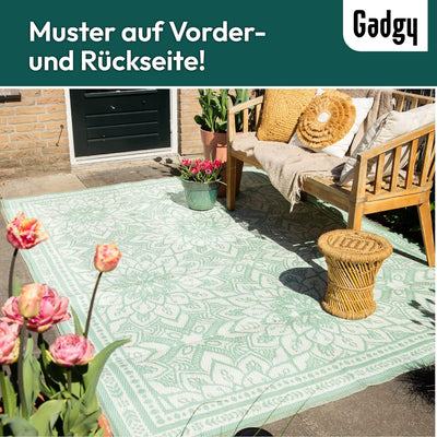 Gadgy Outdoor Teppich Wetterfest - Stylischer Balkon Teppich Wasserfest und UV-Beständig - Wendbarer