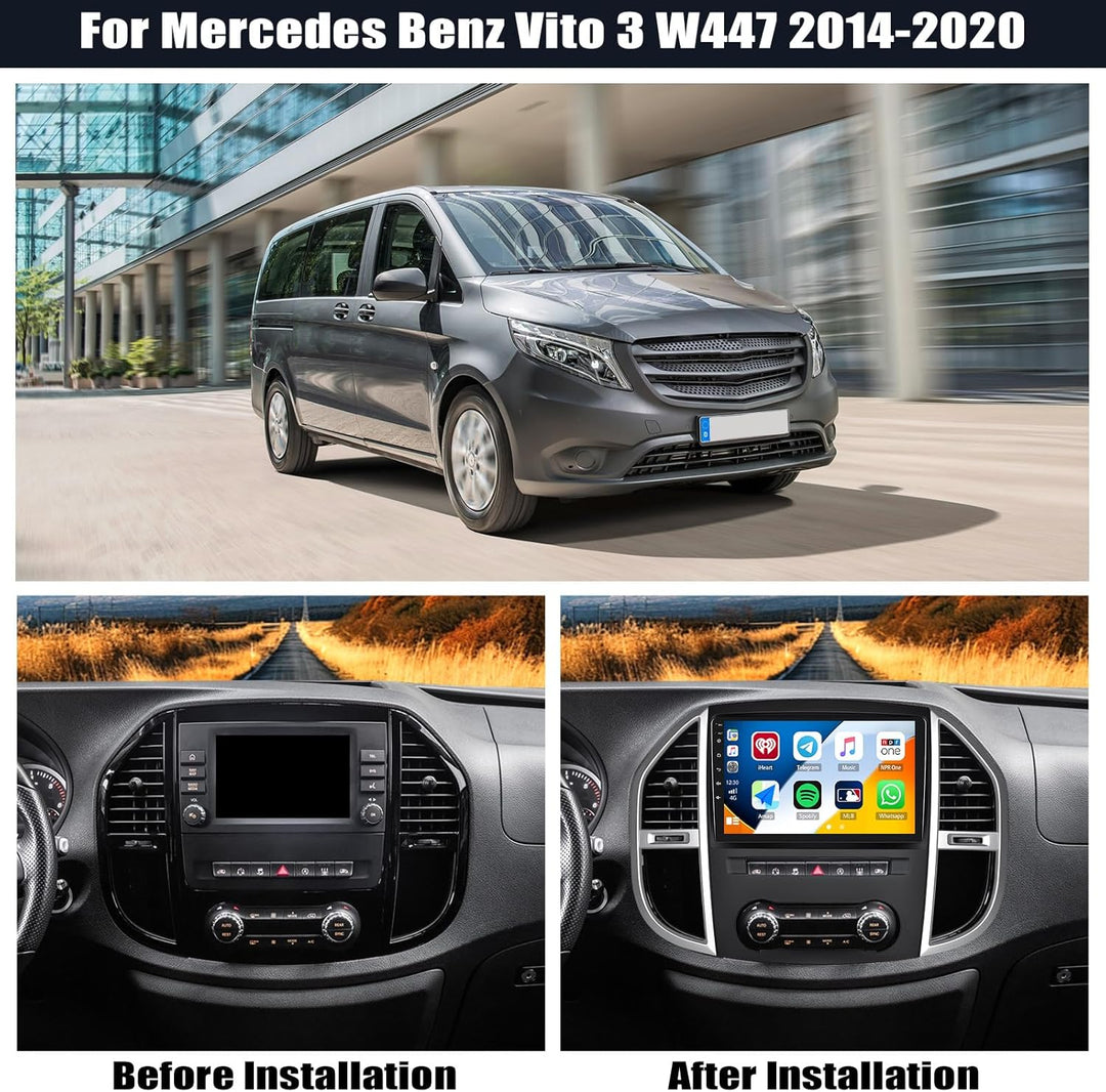 CAMECHO 4+128G 10 Zoll Android 15 Autoradio für Mercedes Benz Vito 3 W447 (2014-2020) mit Wireless C