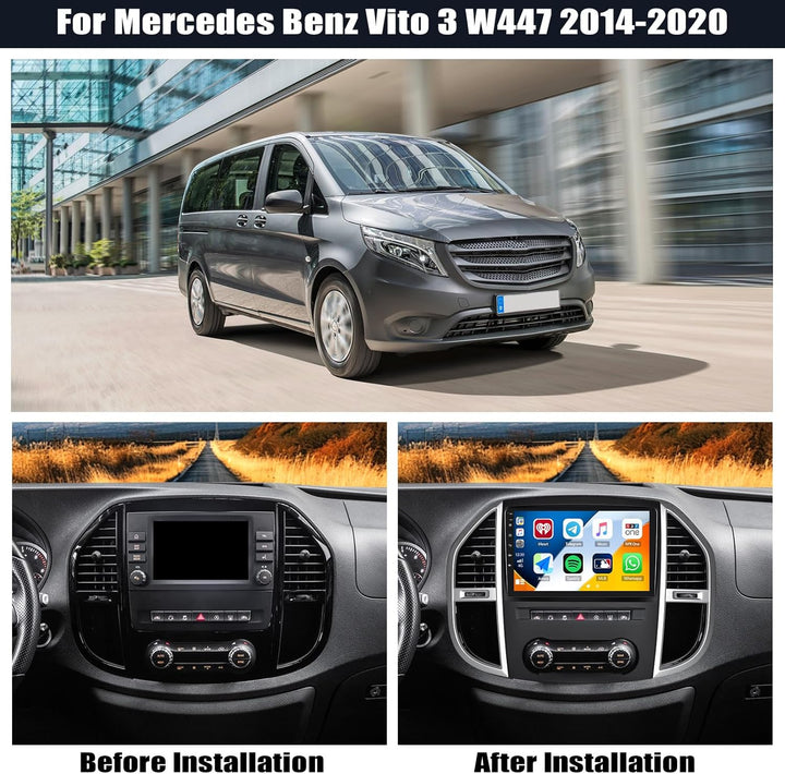 CAMECHO 4+128G 10 Zoll Android 15 Autoradio für Mercedes Benz Vito 3 W447 (2014-2020) mit Wireless C