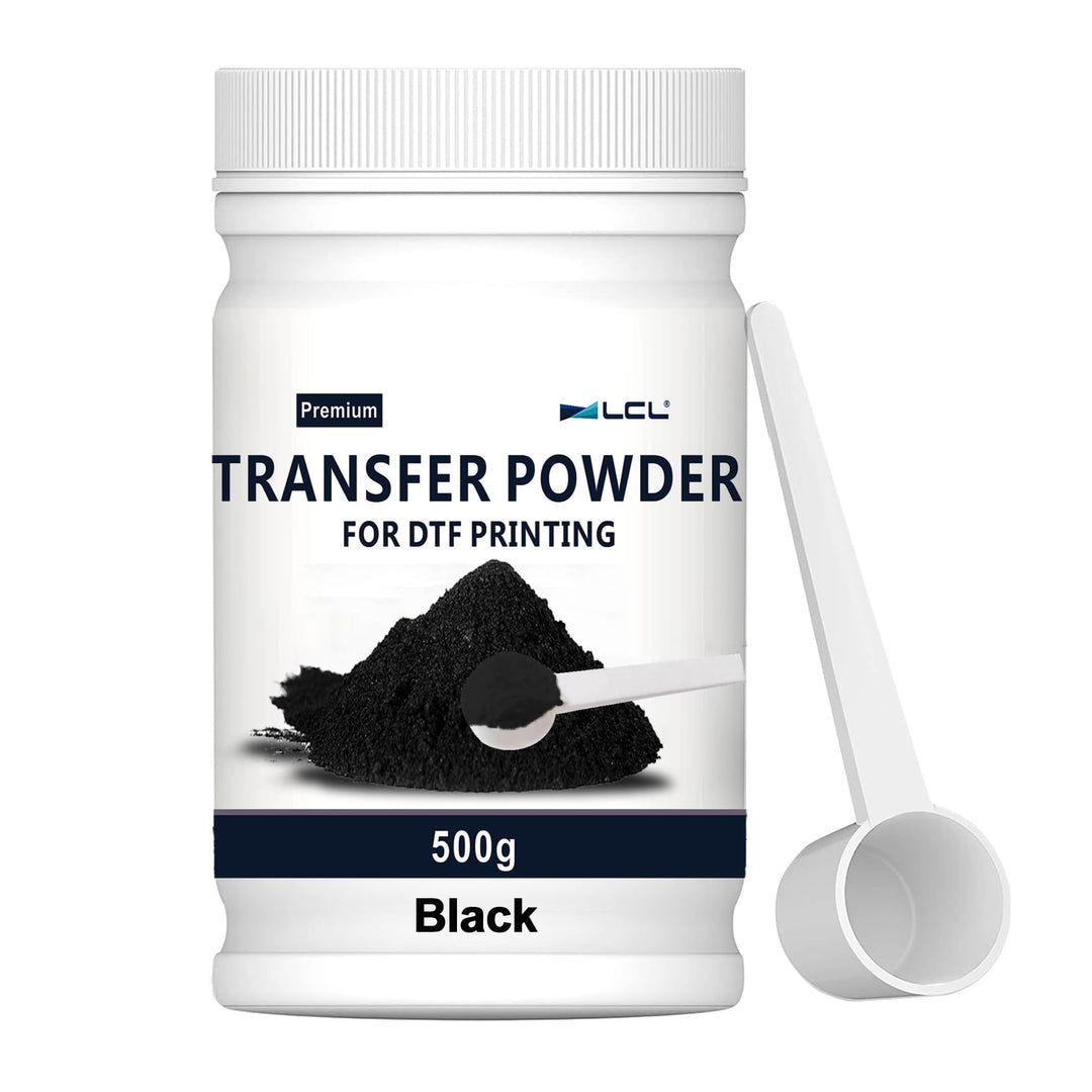 LCL DTF Pulver Schwarz, 500 g/17,6 oz, Digital Transfer Schwarz Klebepulver für Schwarze oder dunkel