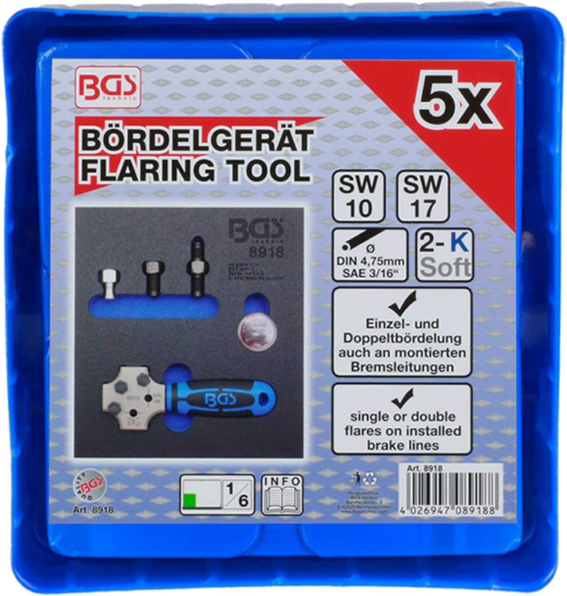 BGS 8918 | Werkstattwageneinlage 1/6: Bördelgerät | SAE und DIN 4,75 mm (3/16"), SAE und DIN 4,75 mm